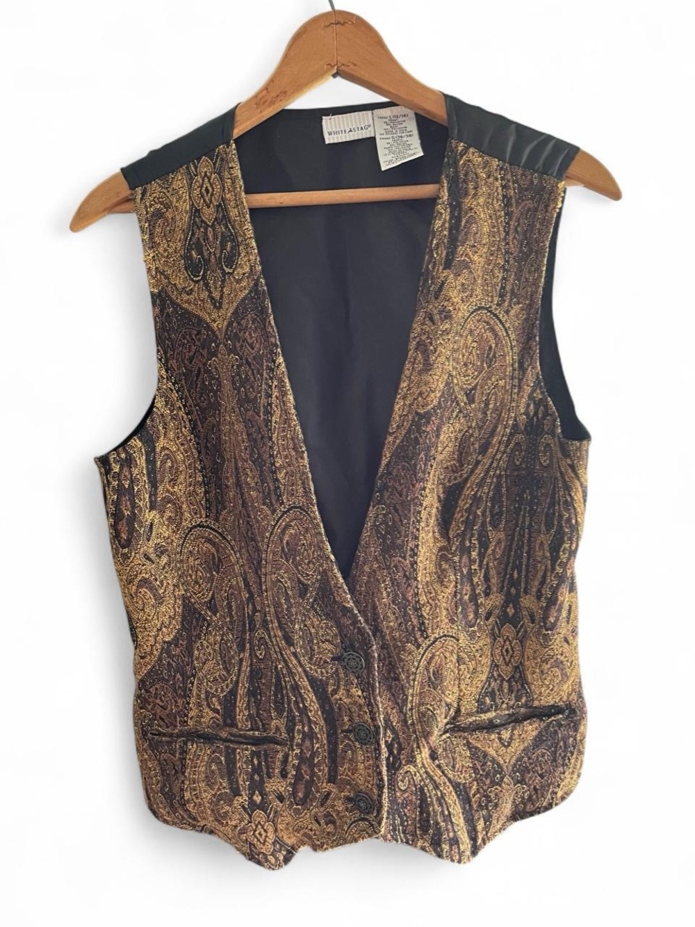 White Stag Metallic Gold and Black Paisley Vest